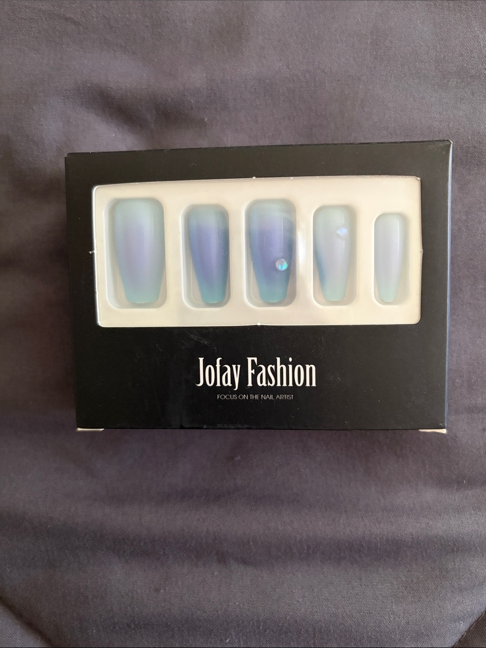 Iridescent Blue-Green Press-On Nails